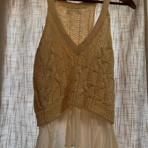 Anthropologie Cream Cable Knit Sweater